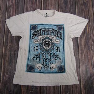 Southpole Shirt Mens Large White Truth Liberty Skull Graphic Tee Streetwear Y2K